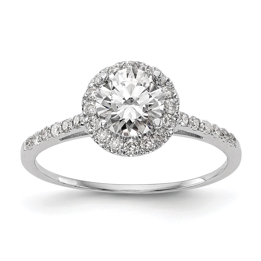 14k White Gold Halo (Holds 1 carat () Round Center) 1/4 carat Diamond Semi-mount Engagement Ring