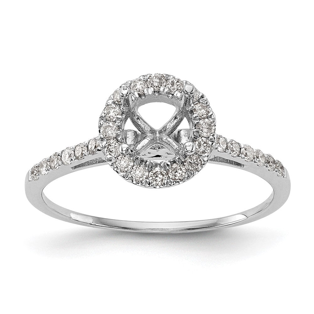 14k White Gold Halo (Holds 1 carat () Round Center) 1/4 carat Diamond Semi-mount Engagement Ring