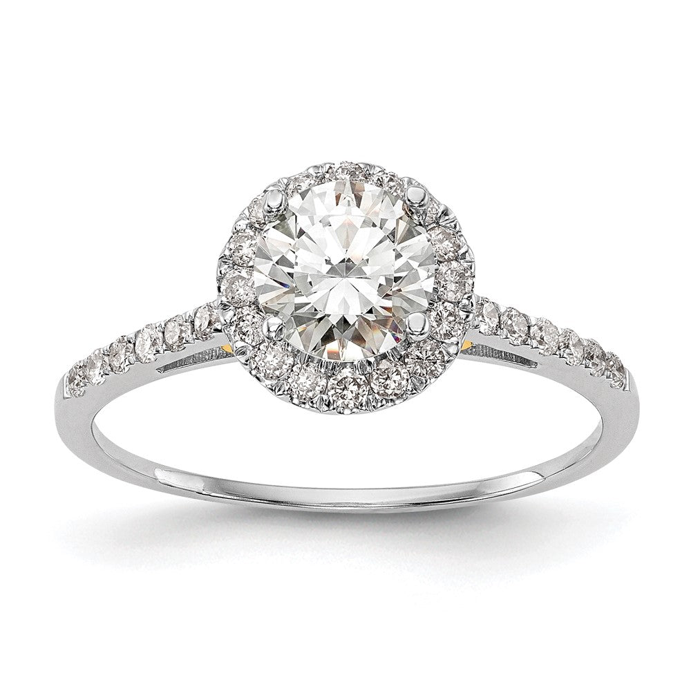 14k Two-tone Halo (Holds 1 carat () Round Center) 1/4 carat Diamond Semi-mount Engagement Ring