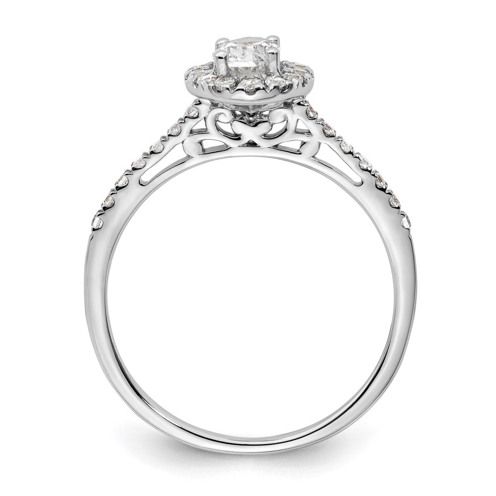 14k White Gold Halo (Holds 1/2 carat (6x) Oval Center) 1/4 carat Diamond Semi-mount Engagement Ring