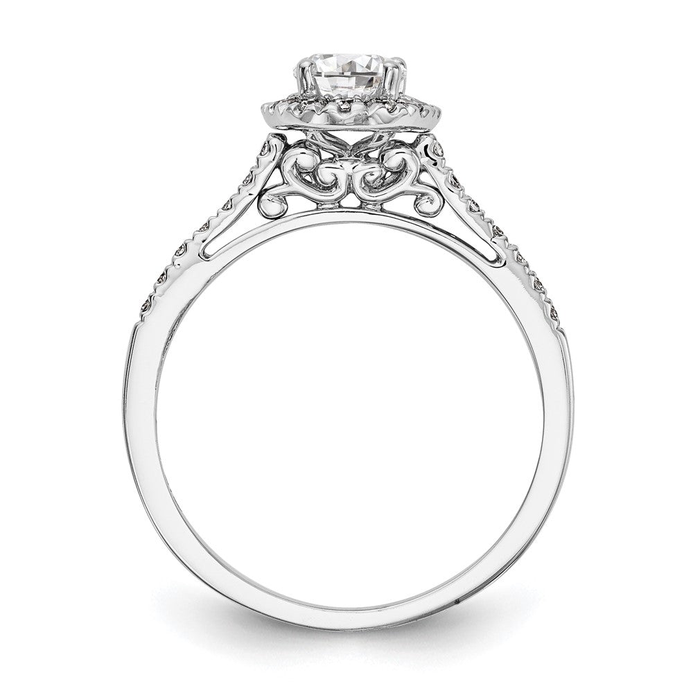 14k White Gold Halo (Holds 1 carat (7x) Oval Center) 1/4 carat Diamond Semi-mount Engagement Ring