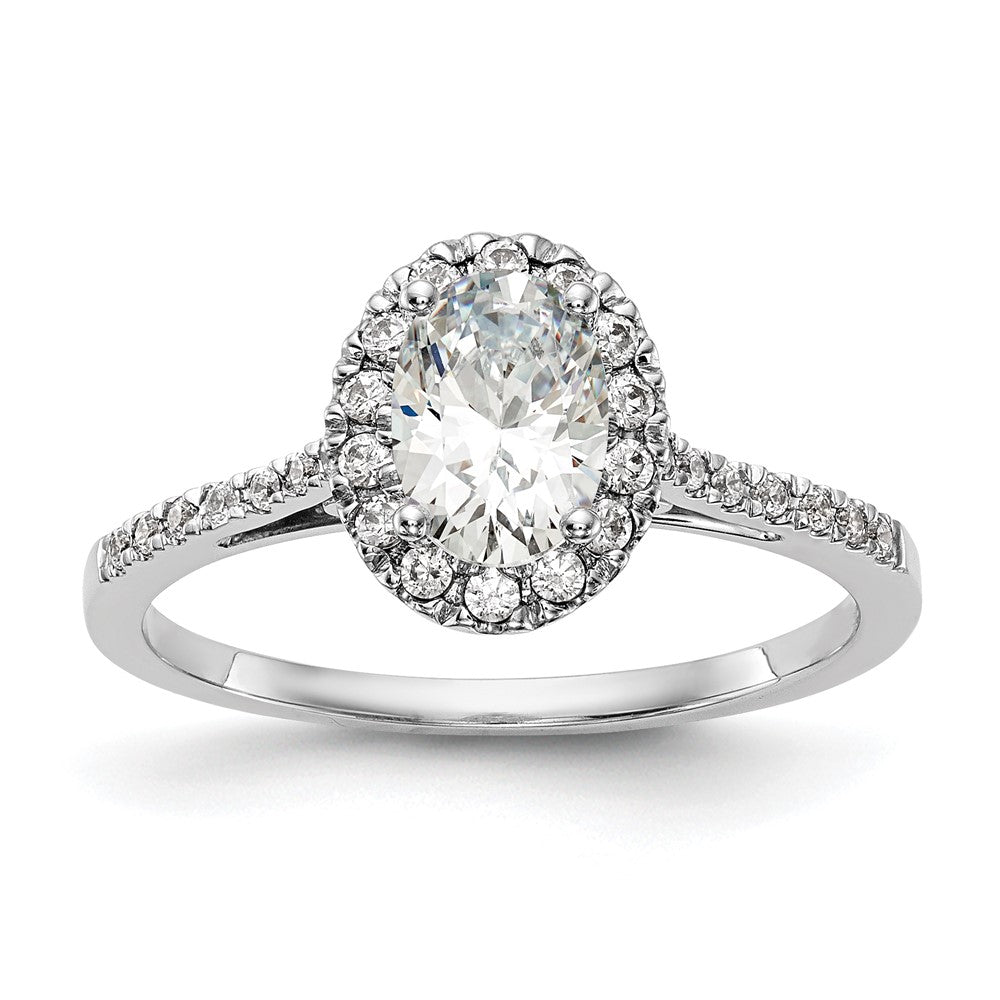 14k White Gold Halo (Holds 1 carat (7x) Oval Center) 1/4 carat Diamond Semi-mount Engagement Ring