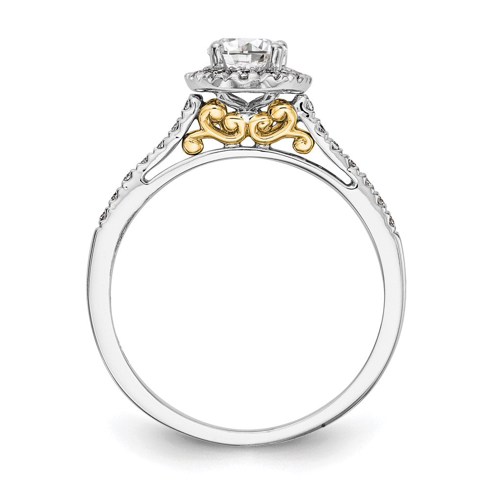 14k Two-tone Halo (Holds 1 carat (7x) Oval Center) 1/4 carat Diamond Semi-mount Engagement Ring