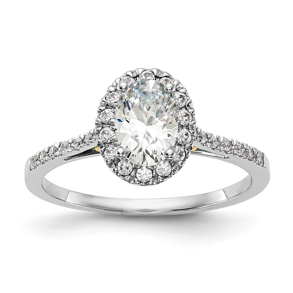 14k Two-tone Halo (Holds 1 carat (7x) Oval Center) 1/4 carat Diamond Semi-mount Engagement Ring