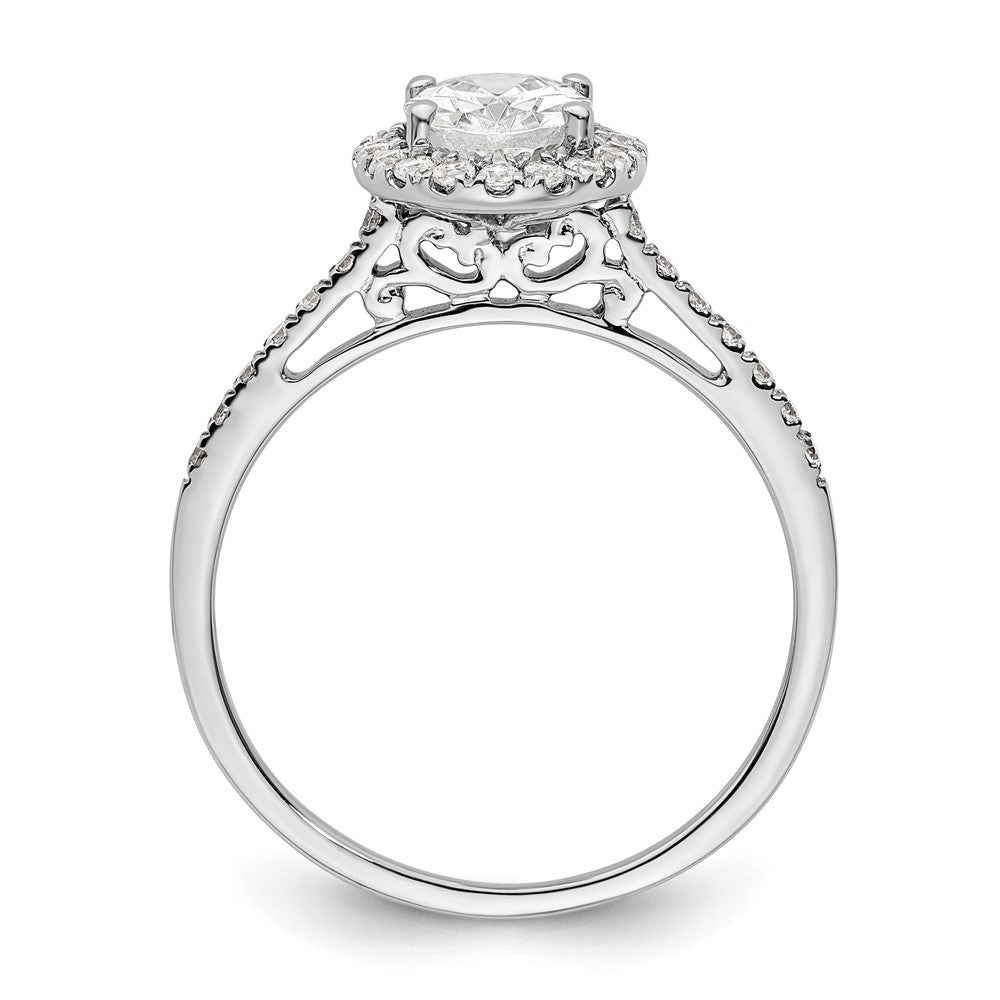 14k White Gold Halo (Holds 1.25 carat (7.5x) Oval Center) 1/3 carat Diamond Semi-mount Engagement Ring