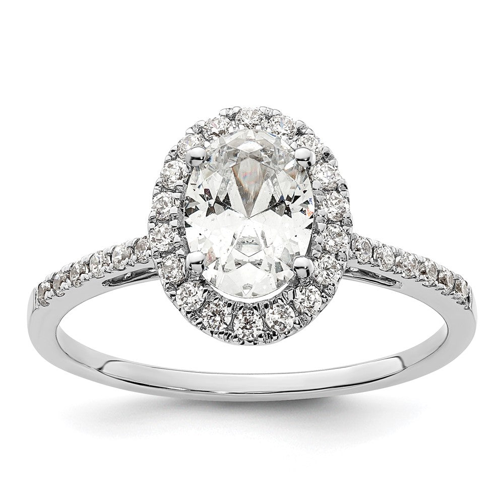 14k White Gold Halo (Holds 1.25 carat (7.5x) Oval Center) 1/3 carat Diamond Semi-mount Engagement Ring