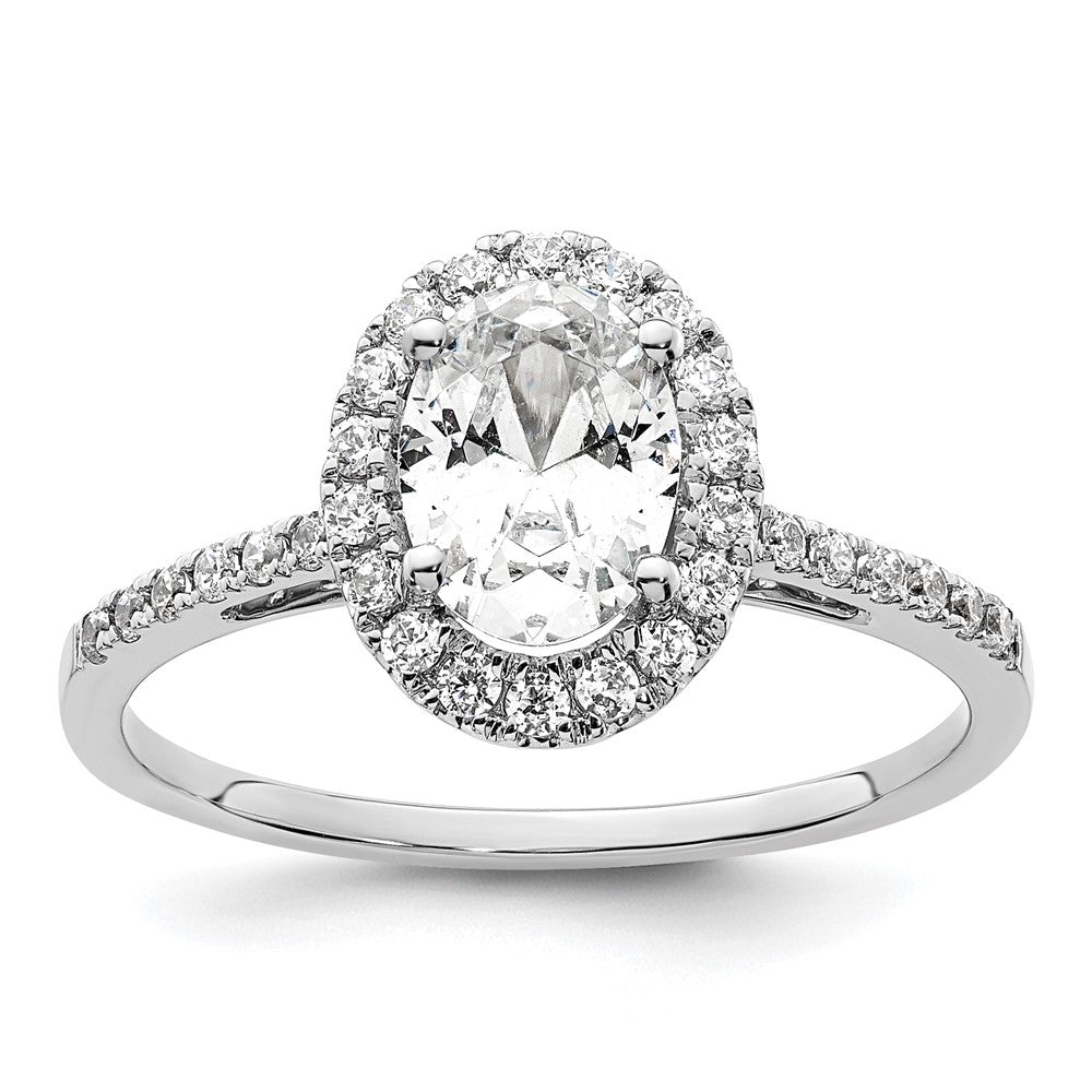14k White Gold Halo (Holds 1.25 carat (7.5x) Oval Center) 1/3 carat Diamond Semi-mount Engagement Ring