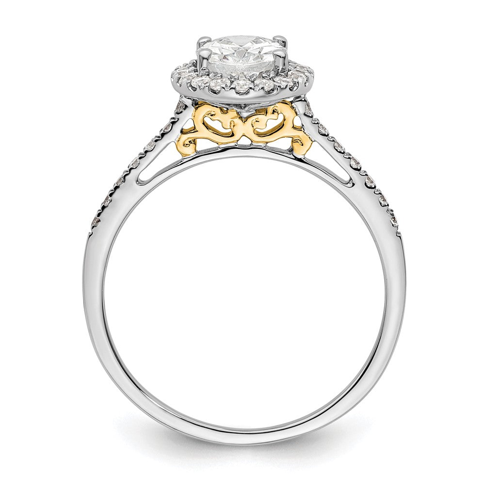 14k Two-tone Halo (Holds 1.25 carat (7.5x) Oval Center) 1/3 carat Diamond Semi-mount Engagement Ring