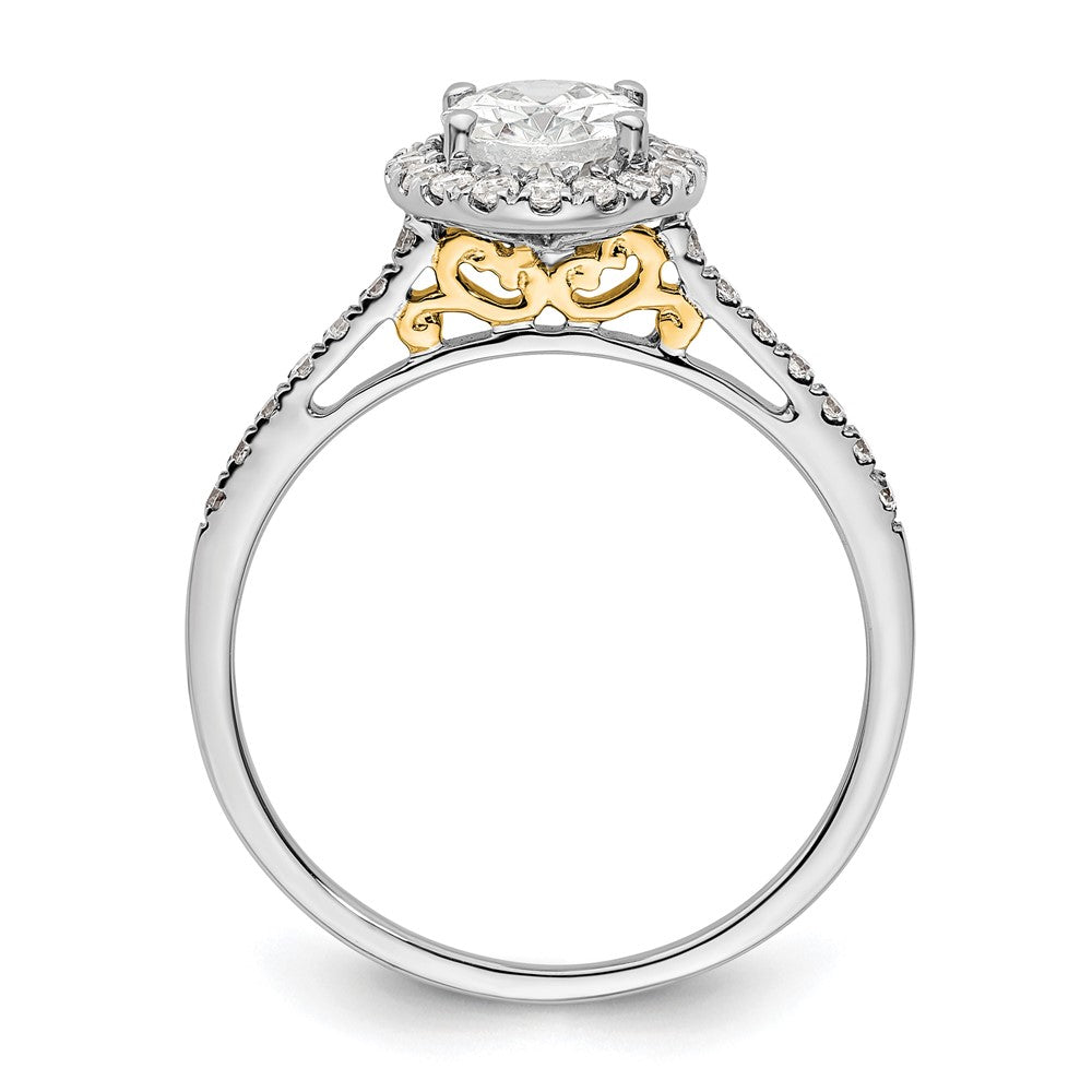 14k Two-tone Halo (Holds 1.25 carat (7.5x) Oval Center) 1/3 carat Diamond Semi-mount Engagement Ring