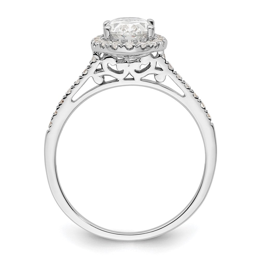 14k White Gold Halo (Holds 1.5 carat (8x) Oval Center) 1/3 carat Diamond Semi-mount Engagement Ring