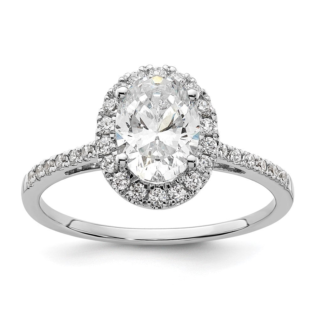 14k White Gold Halo (Holds 1.5 carat (8x) Oval Center) 1/3 carat Diamond Semi-mount Engagement Ring