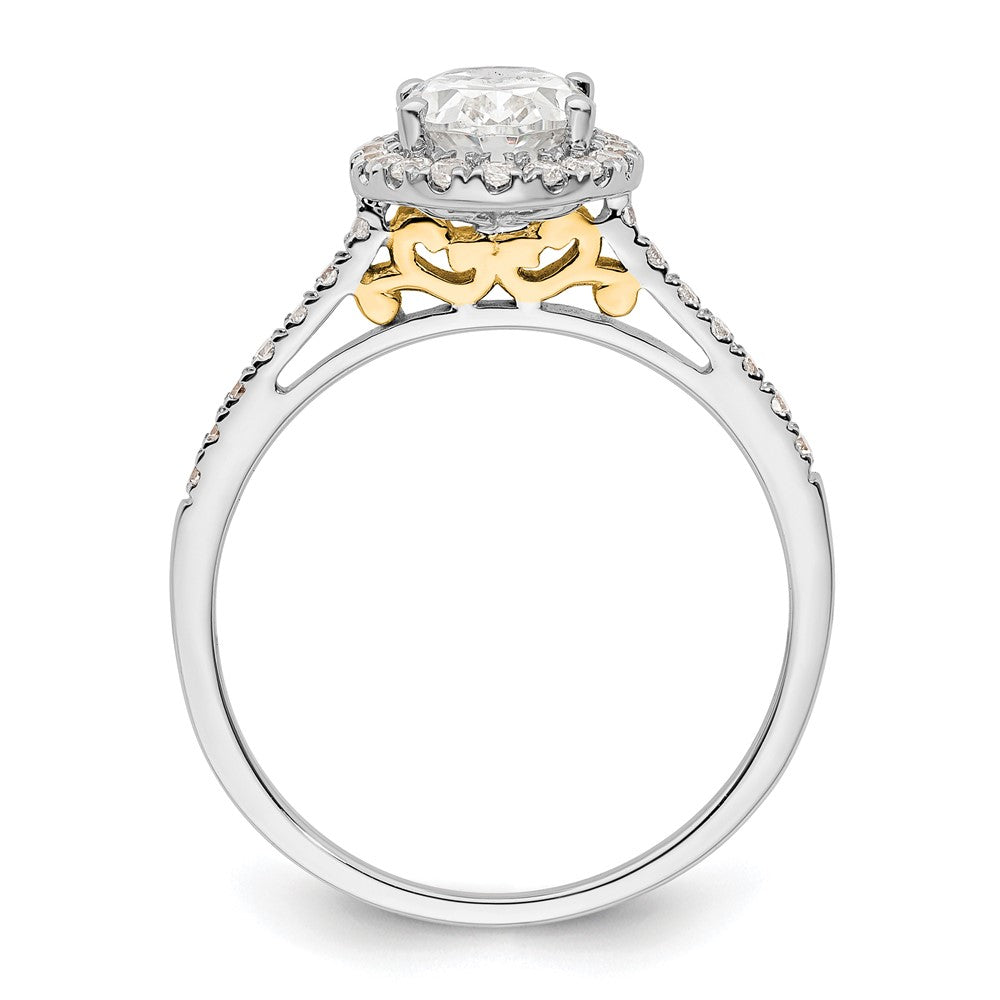 14k Two-tone Halo (Holds 1.5 carat (8x) Oval Center) 1/3 carat Diamond Semi-mount Engagement Ring