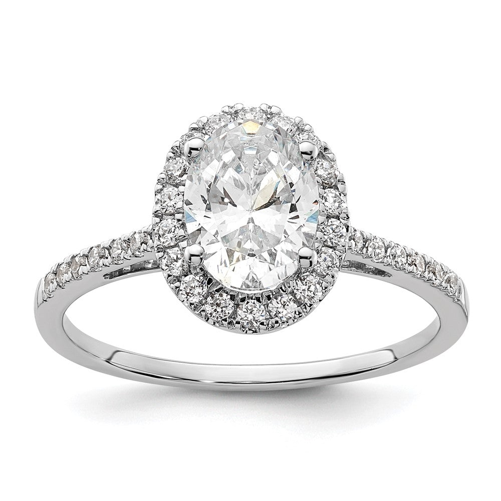 14k Two-tone Halo (Holds 1.5 carat (8x) Oval Center) 1/3 carat Diamond Semi-mount Engagement Ring