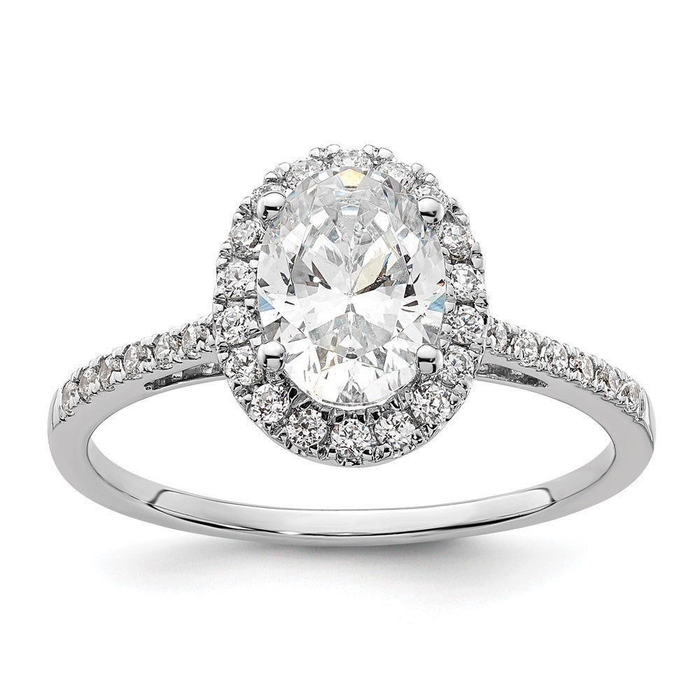 14k Two-tone Halo (Holds 1.5 carat (8x) Oval Center) 1/3 carat Diamond Semi-mount Engagement Ring