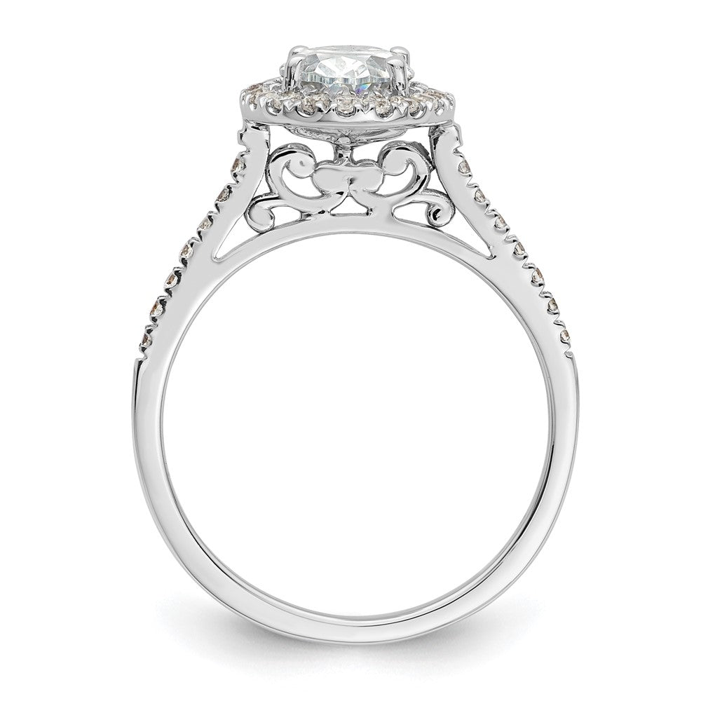 14k White Gold Halo (Holds 2 carat (8.5x) Oval Center) 1/3 carat Diamond Semi-mount Engagement Ring