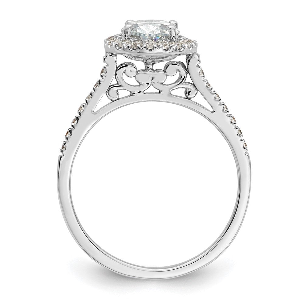 14k White Gold Halo (Holds 2 carat (8.5x) Oval Center) 1/3 carat Diamond Semi-mount Engagement Ring