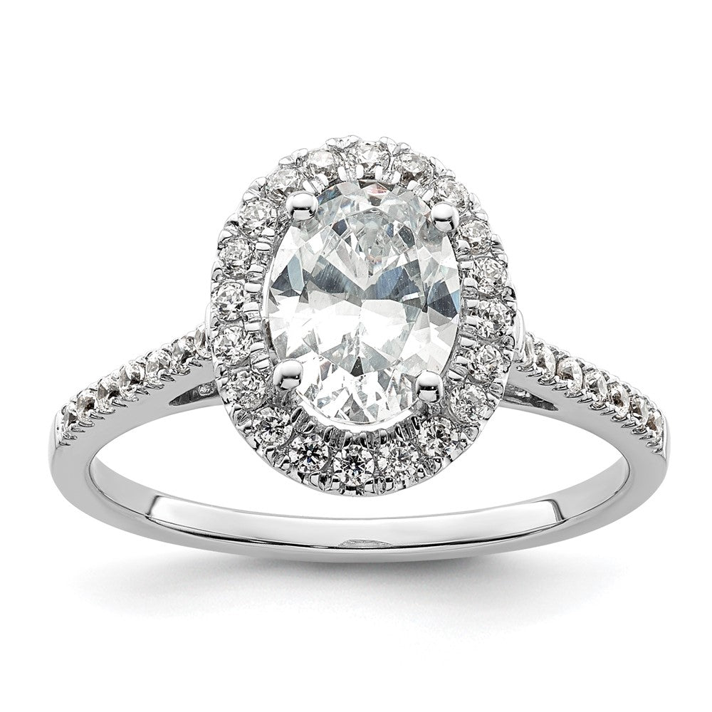 14k White Gold Halo (Holds 2 carat (8.5x) Oval Center) 1/3 carat Diamond Semi-mount Engagement Ring