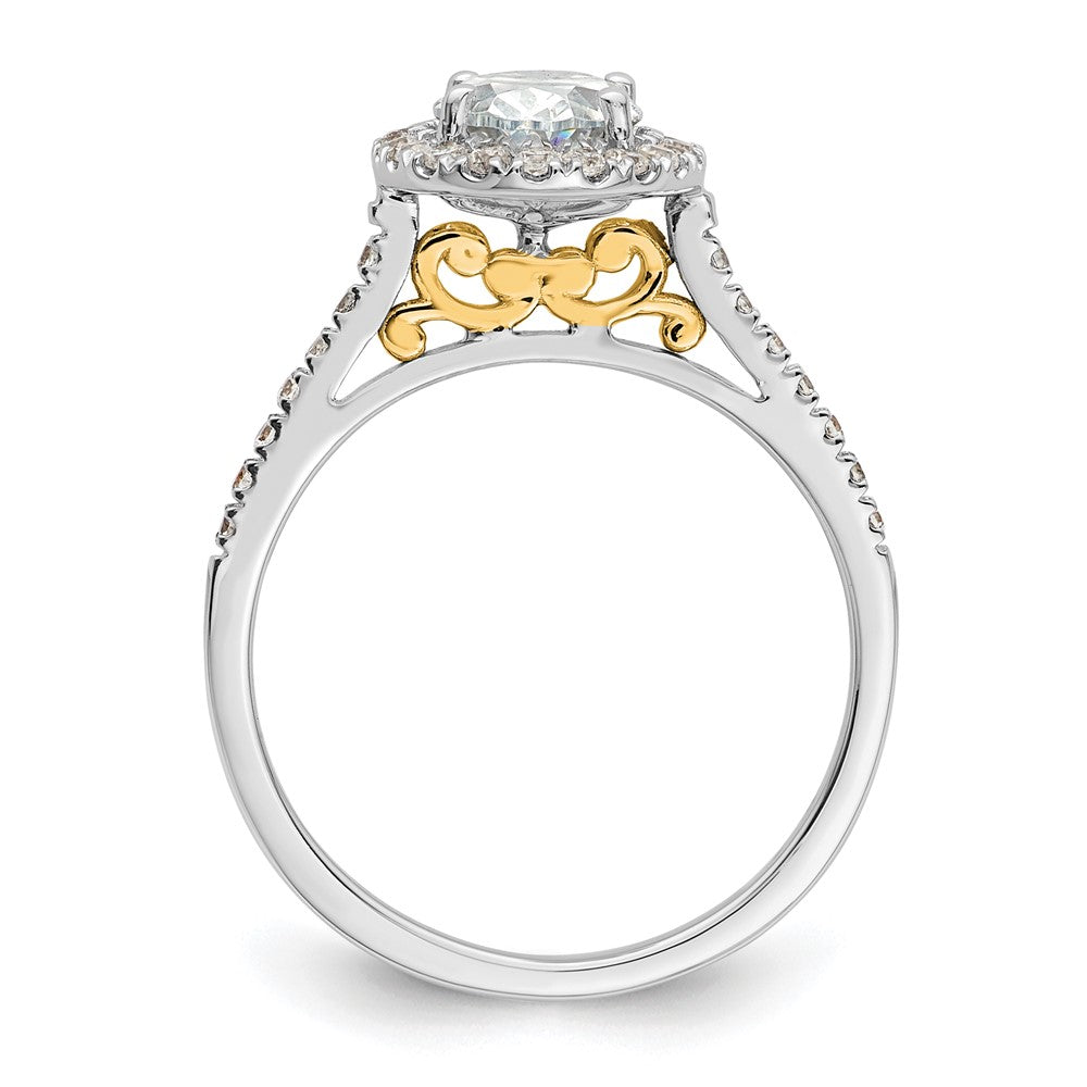 14k Two-tone Halo (Holds 2 carat (8.5x) Oval Center) 1/3 carat Diamond Semi-mount Engagement Ring