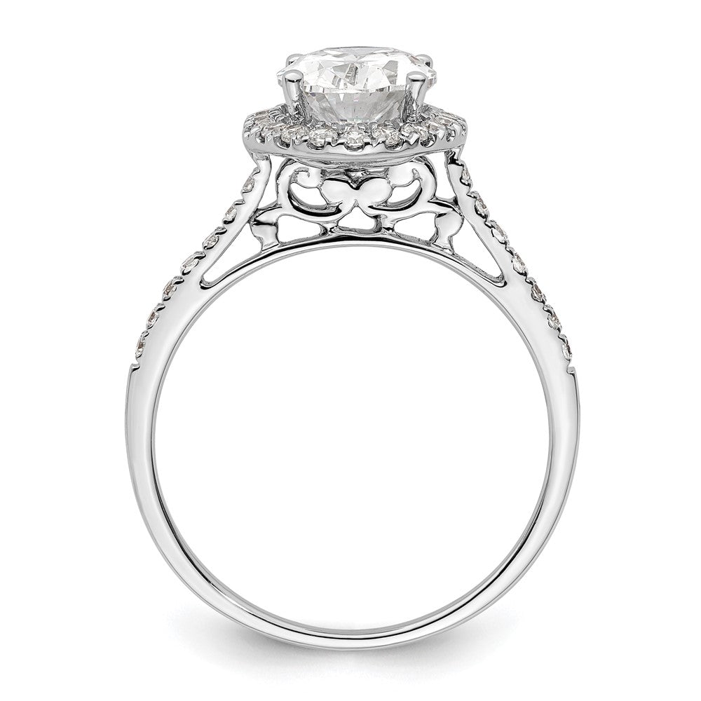 14k White Gold Halo (Holds 2.5 carat (9x) Oval Center) 1/3 carat Diamond Semi-mount Engagement Ring