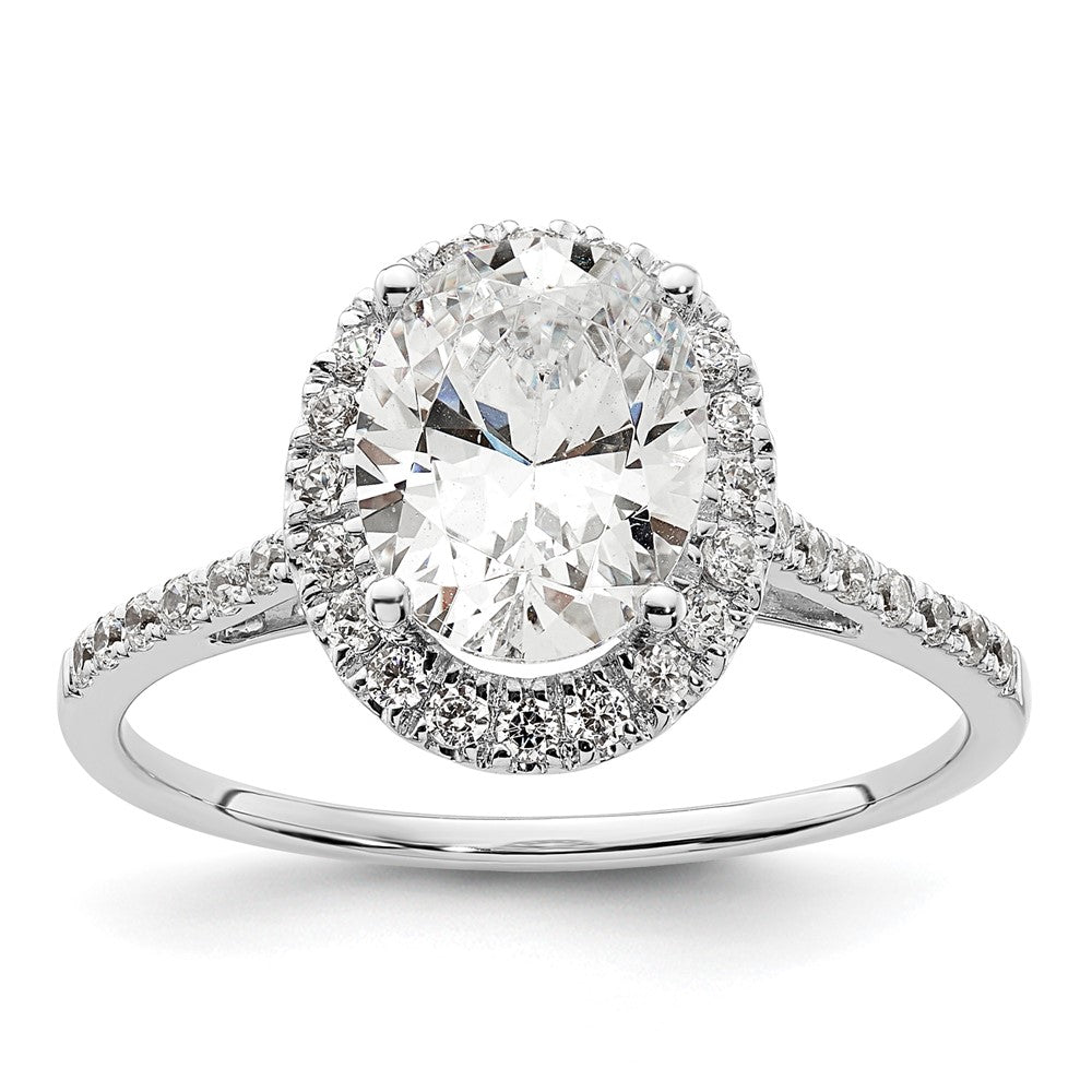 14k White Gold Halo (Holds 2.5 carat (9x) Oval Center) 1/3 carat Diamond Semi-mount Engagement Ring