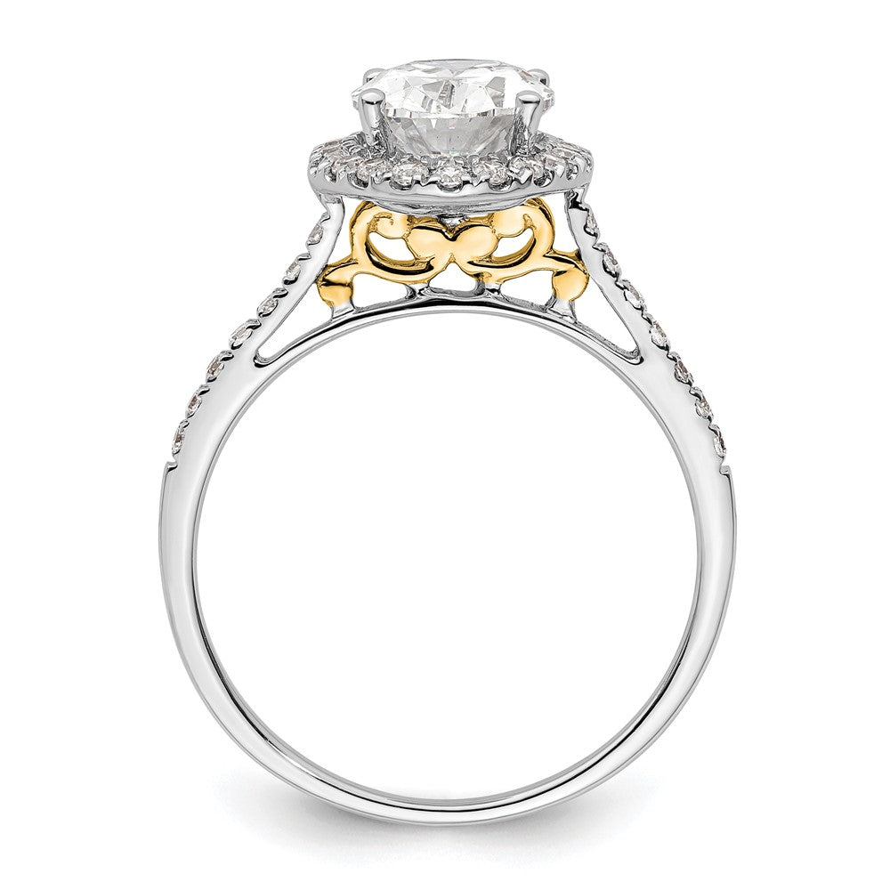 14k Two-tone Halo (Holds 2.5 carat (9x) Oval Center) 1/3 carat Diamond Semi-mount Engagement Ring