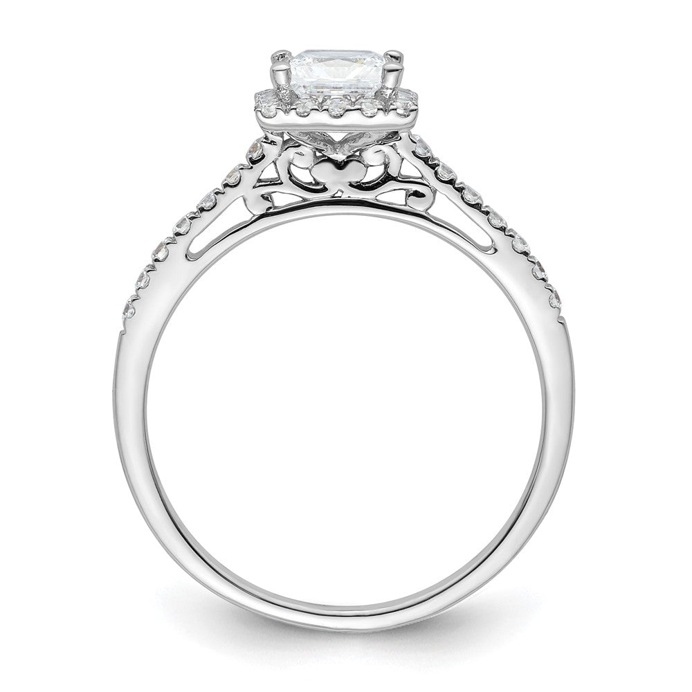 14k White Gold Halo (Holds 3/4 carat () Princess Center) 1/3 carat Diamond Semi-mount Engagement Ring