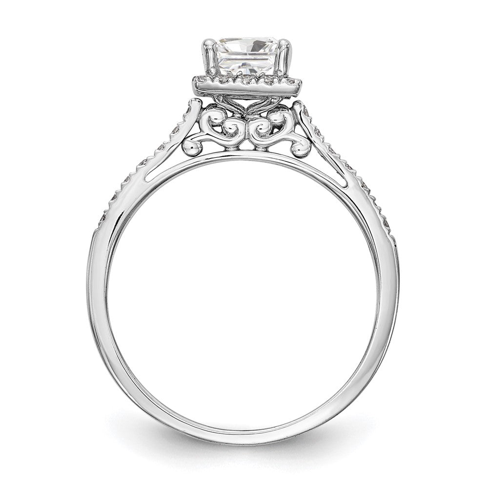 14k White Gold Halo (Holds 1 carat () Princess Center) 1/3 carat Diamond Semi-mount Engagement Ring