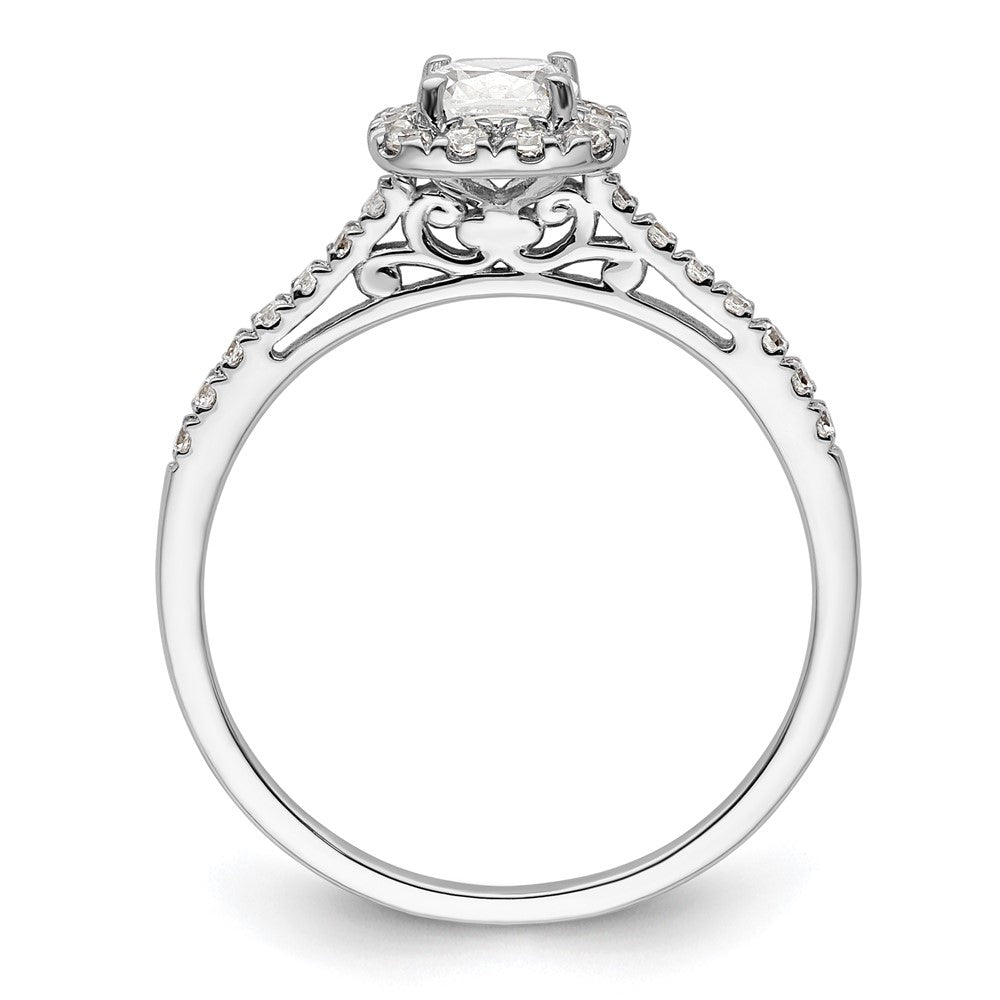 14k White Gold Halo (Holds 1/2 carat () Cushion Center) 1/4 carat Diamond Semi-mount Engagement Ring