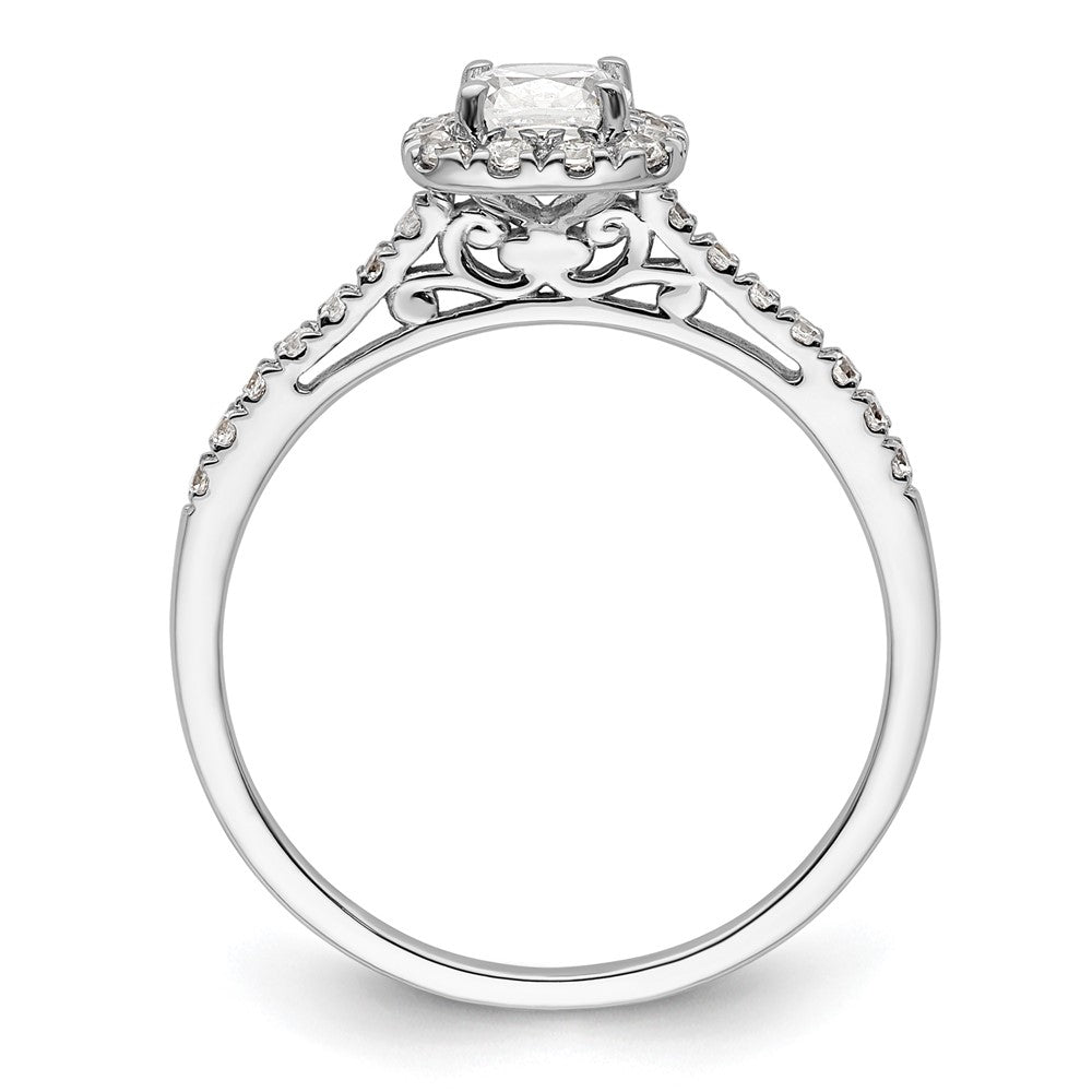 14k White Gold Halo (Holds 1/2 carat () Cushion Center) 1/4 carat Diamond Semi-mount Engagement Ring
