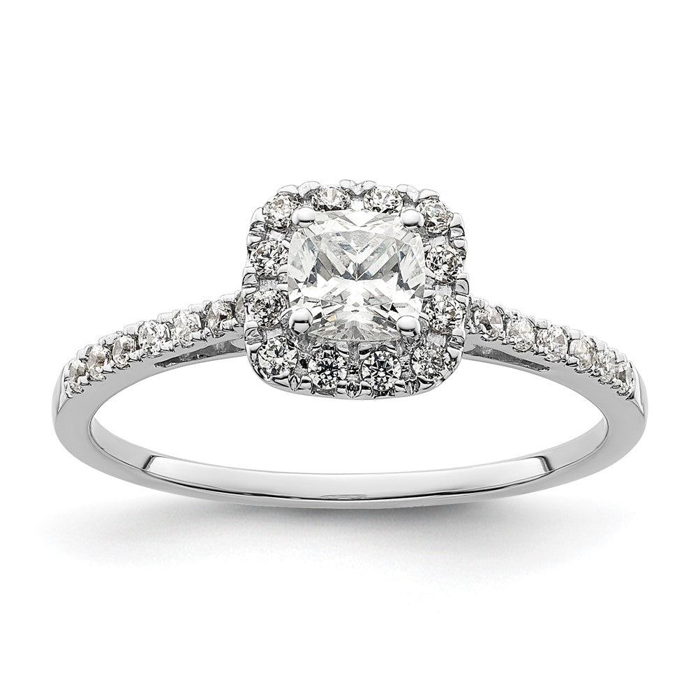 14k White Gold Halo (Holds 1/2 carat () Cushion Center) 1/4 carat Diamond Semi-mount Engagement Ring