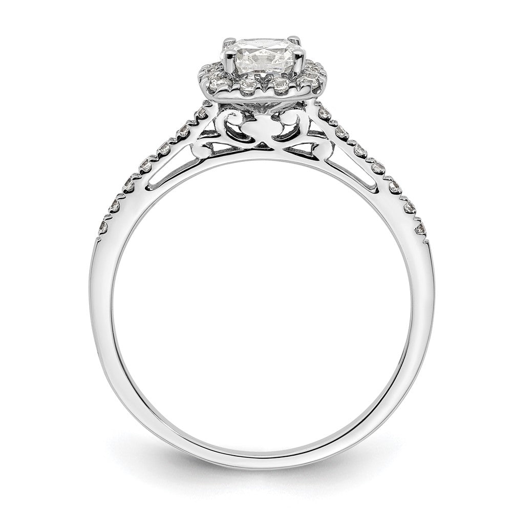 14k White Gold Halo (Holds 3/4 carat () Cushion Center) 1/4 carat Diamond Semi-mount Engagement Ring