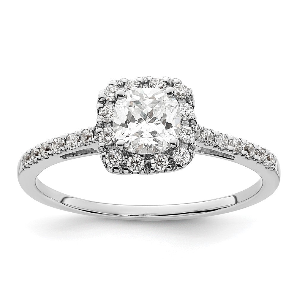 14k White Gold Halo (Holds 3/4 carat () Cushion Center) 1/4 carat Diamond Semi-mount Engagement Ring