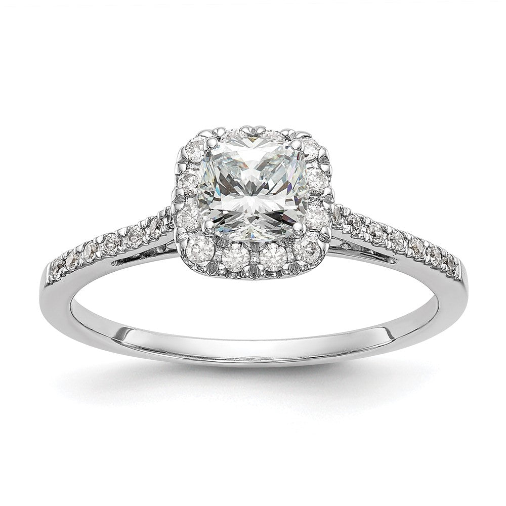 14k White Gold Halo (Holds 1 carat () Cushion Center) 1/4 carat Diamond Semi-mount Engagement Ring