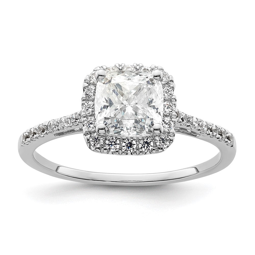 14k White Gold Halo (Holds 1.25 carat () Cushion Center) 1/4 carat Diamond Semi-mount Engagement Ring