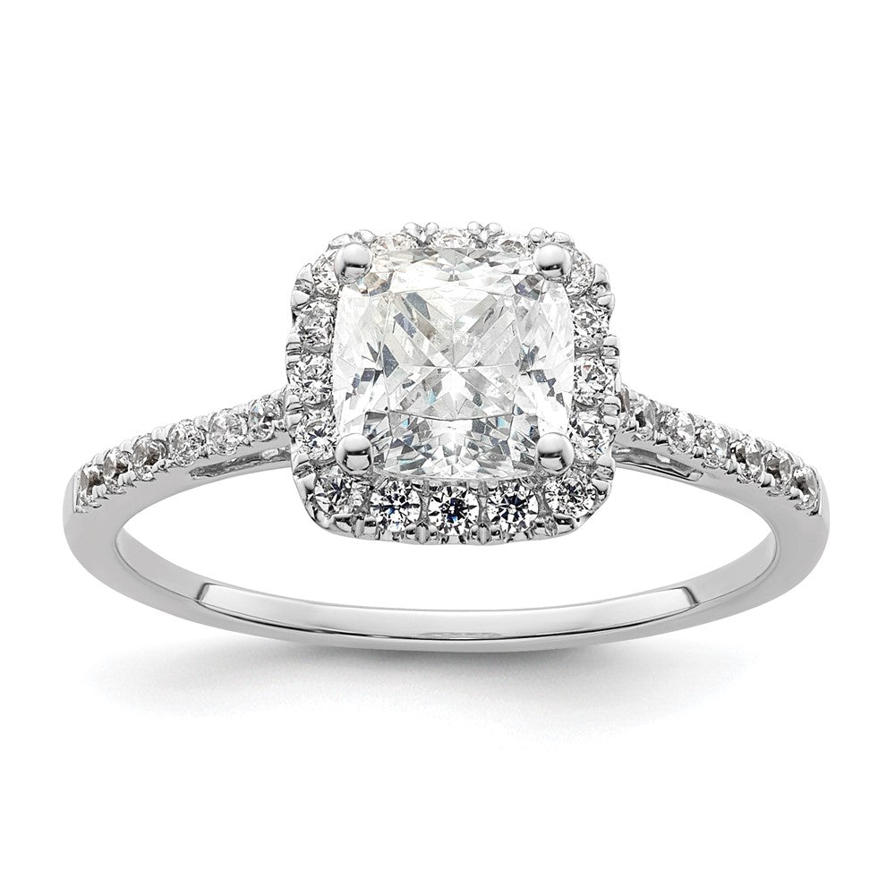 14k Two-tone Halo (Holds 1.25 carat () Cushion Center) 1/4 carat Diamond Semi-mount Engagement Ring