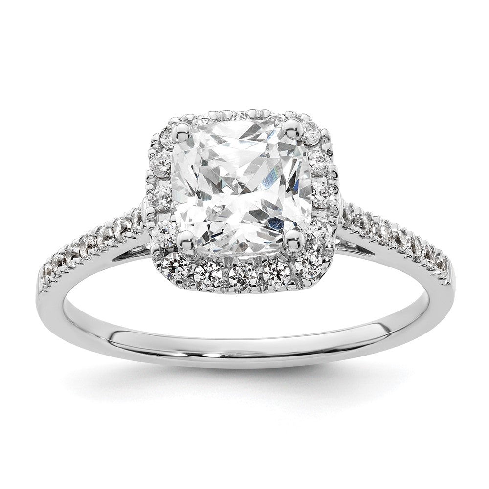 14k White Gold Halo (Holds 1.5 carat () Cushion Center) 1/4 carat Diamond Semi-mount Engagement Ring