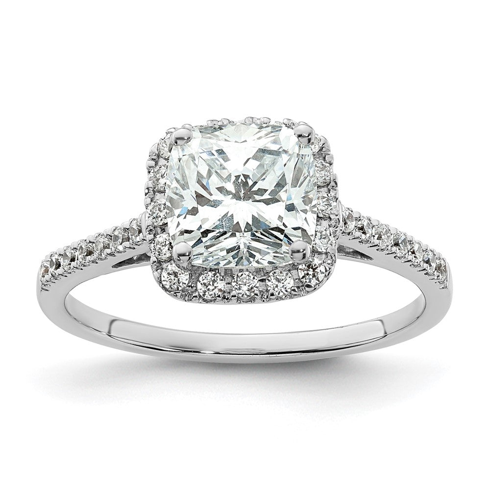 14k White Gold Halo (Holds 1.75 carat () Cushion Center) 1/4 carat Diamond Semi-mount Engagement Ring