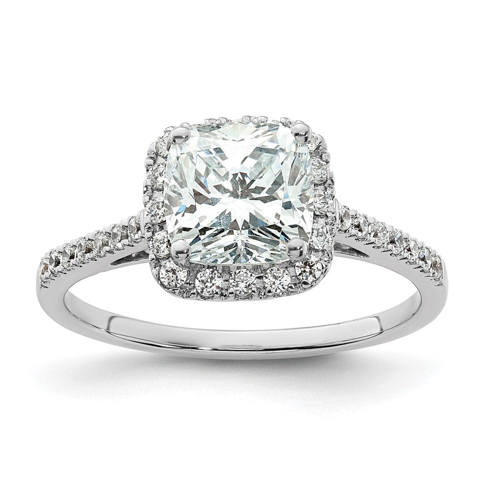 14k Two-tone Halo (Holds 1.75 carat () Cushion Center) 1/4 carat Diamond Semi-mount Engagement Ring