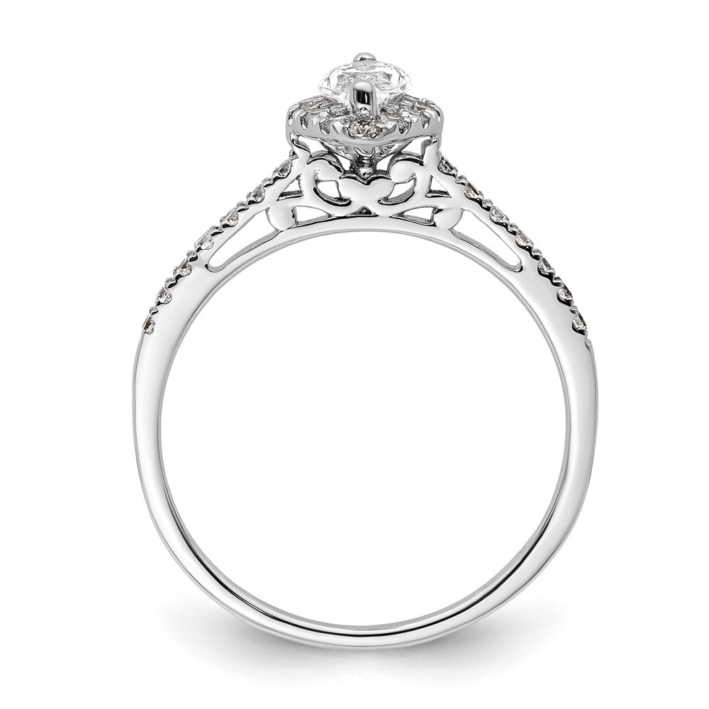 14k White Gold Halo (Holds 1/3 carat (7.0x) Marquise Center) 1/4 carat Diamond Semi-mount Engagement Ring