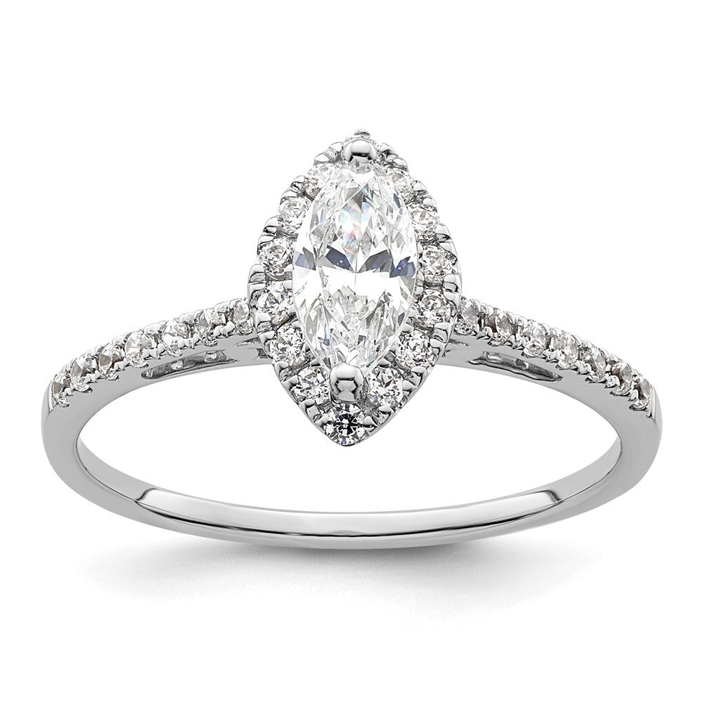 14k White Gold Halo (Holds 1/3 carat (7.0x) Marquise Center) 1/4 carat Diamond Semi-mount Engagement Ring