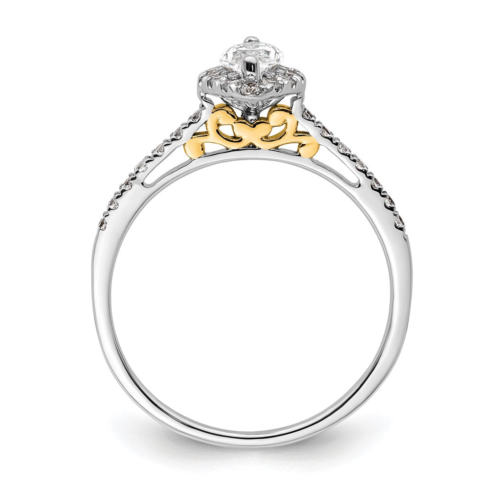 14k Two-tone Halo (Holds 1/3 carat (7.0x) Marquise Center) 1/4 carat Diamond Semi-mount Engagement Ring