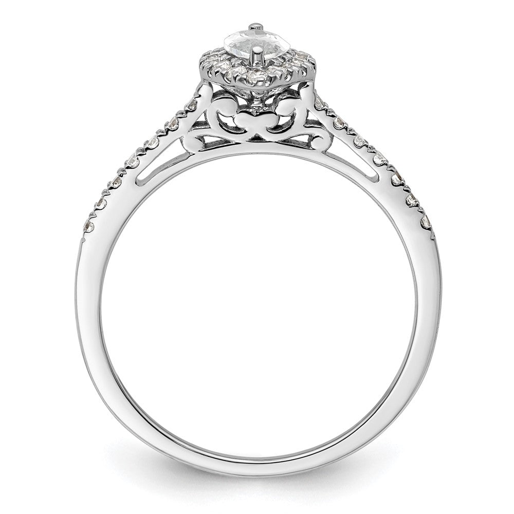 14k White Gold Halo (Holds 1/2 carat (8x) Marquise Center) 1/4 carat Diamond Semi-mount Engagement Ring