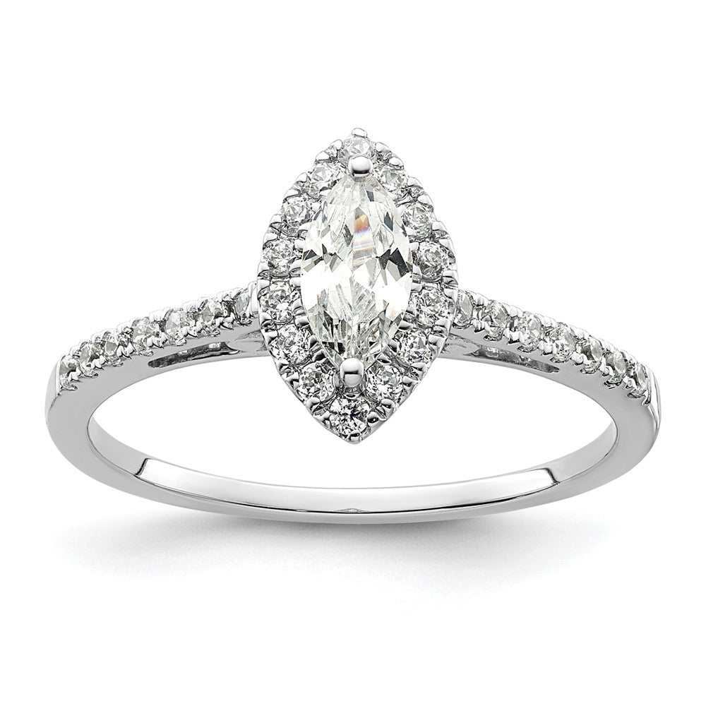 14k White Gold Halo (Holds 1/2 carat (8x) Marquise Center) 1/4 carat Diamond Semi-mount Engagement Ring