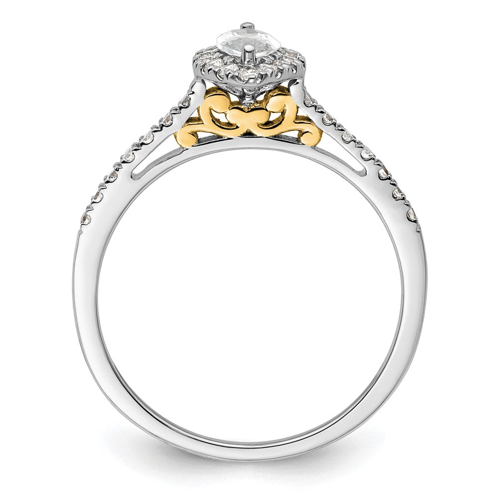 14k Two-tone Halo (Holds 1/2 carat (8x) Marquise Center) 1/4 carat Diamond Semi-mount Engagement Ring