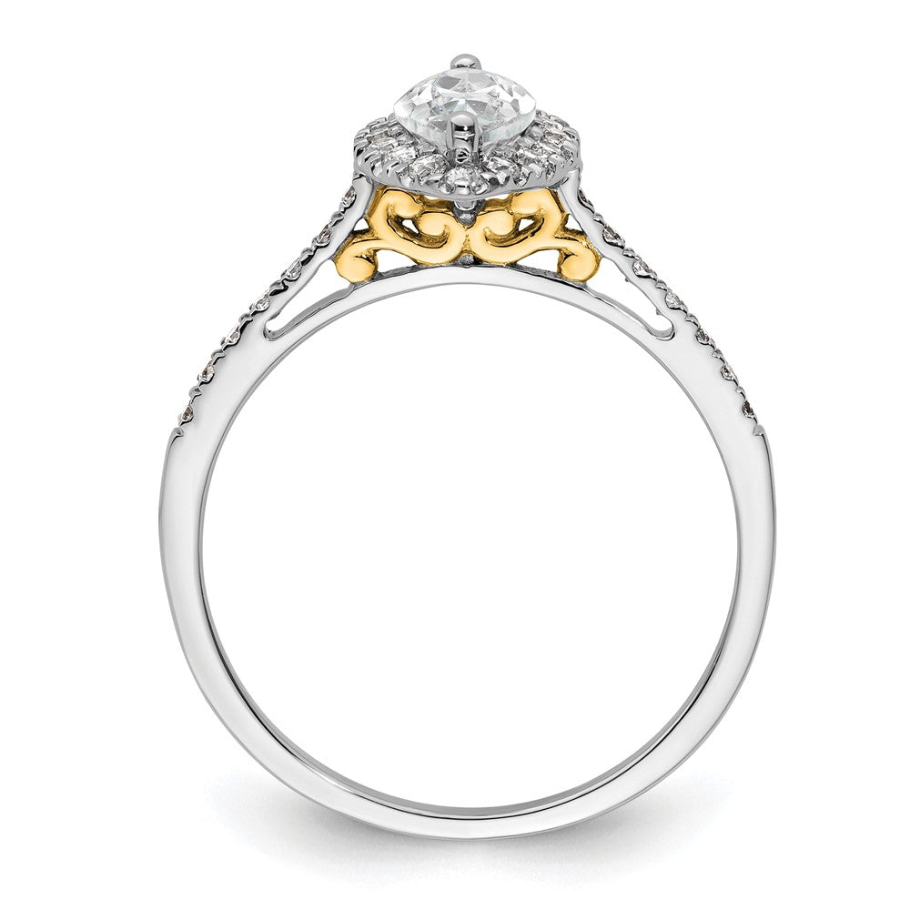 14k Two-tone Halo (Holds 3/4 carat (9.0x) Marquise Center) 1/3 carat Diamond Semi-mount Engagement Ring