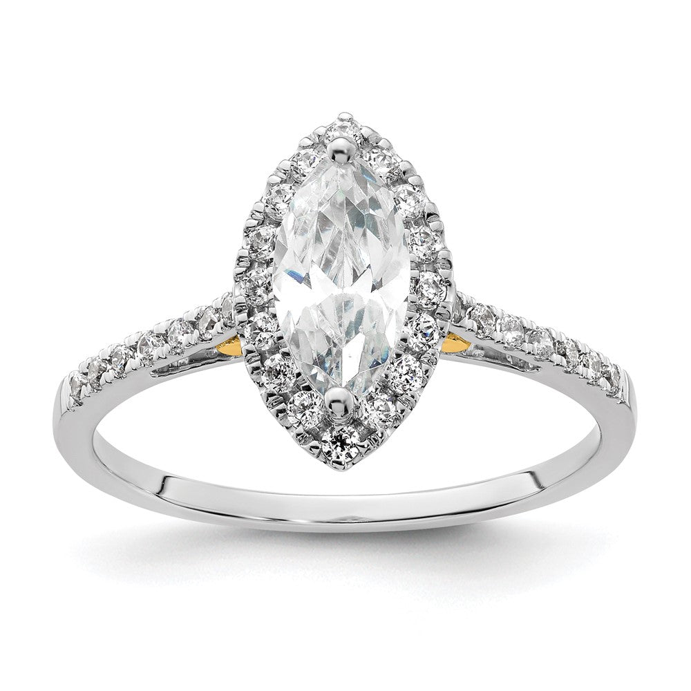 14k Two-tone Halo (Holds 3/4 carat (9.0x) Marquise Center) 1/3 carat Diamond Semi-mount Engagement Ring