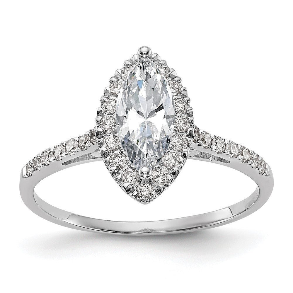 14k White Gold Halo (Holds 1 carat (10x) Marquise Center) 1/4 carat Diamond Semi-mount Engagement Ring