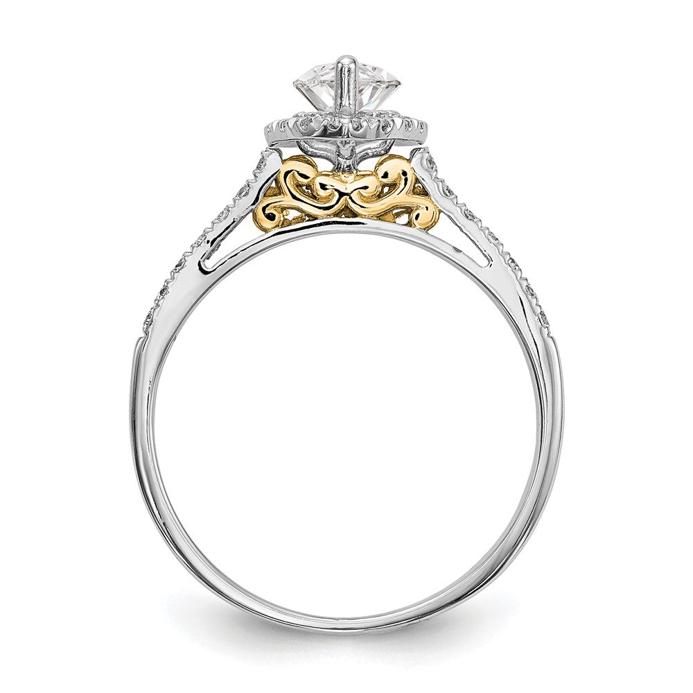 14k Two-tone Halo (Holds 1 carat (10x) Marquise Center) 1/4 carat Diamond Semi-mount Engagement Ring