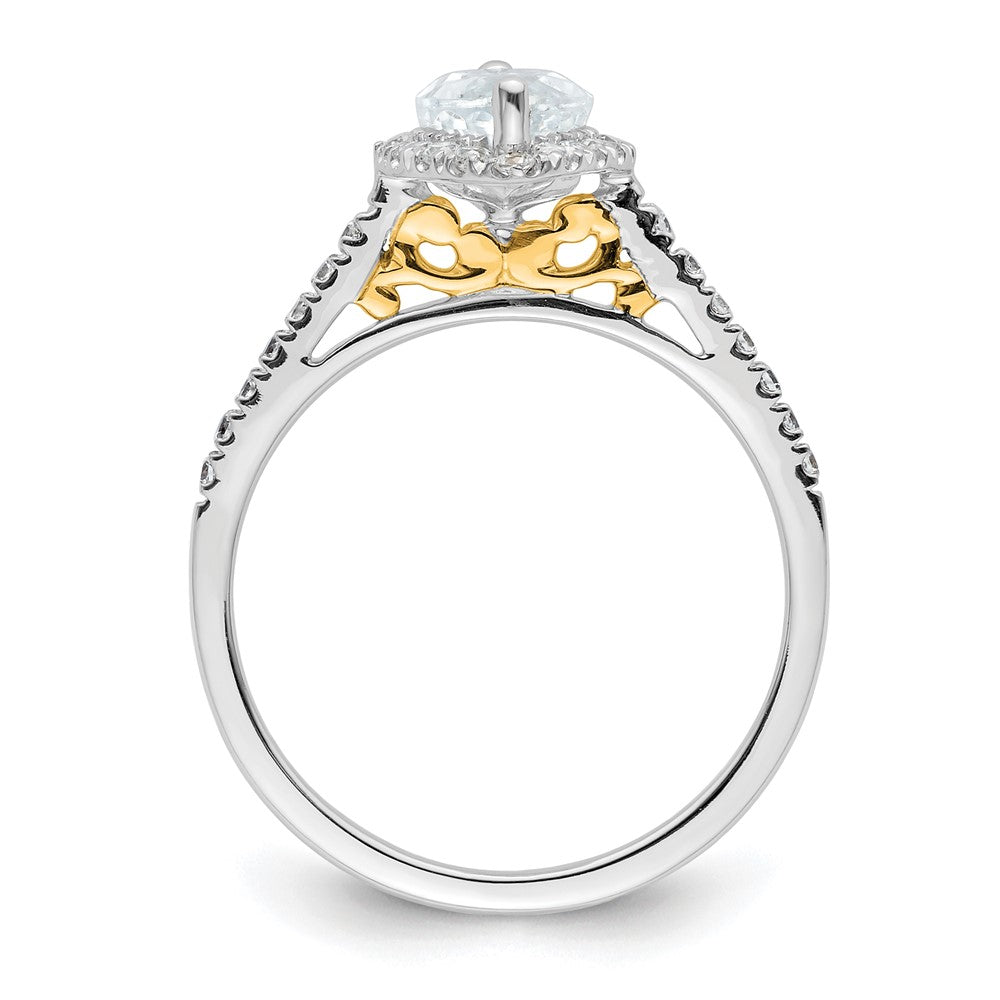 14k Two-tone Halo (Holds 1.25 carat (11x) Marquise Center) 1/3 carat Diamond Semi-mount Engagement Ring