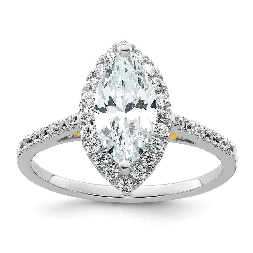 14k Two-tone Halo (Holds 1.25 carat (11x) Marquise Center) 1/3 carat Diamond Semi-mount Engagement Ring